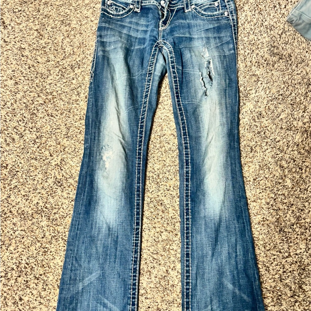 Rock Revival Blue Distressed Flare Jeans
